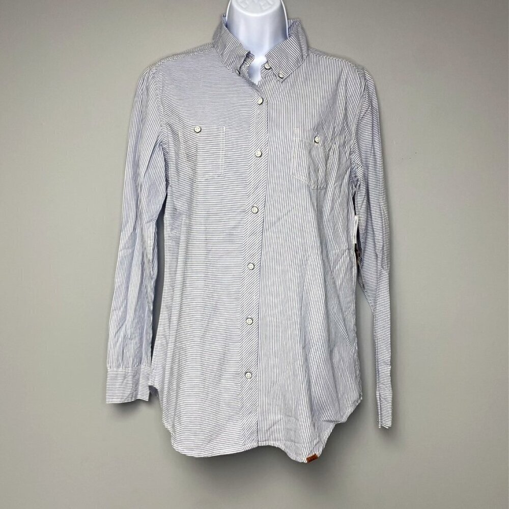 NWT Womens VANS Coastal Nautical Stripe Button-Up Business Casual Shirt‎ Size M